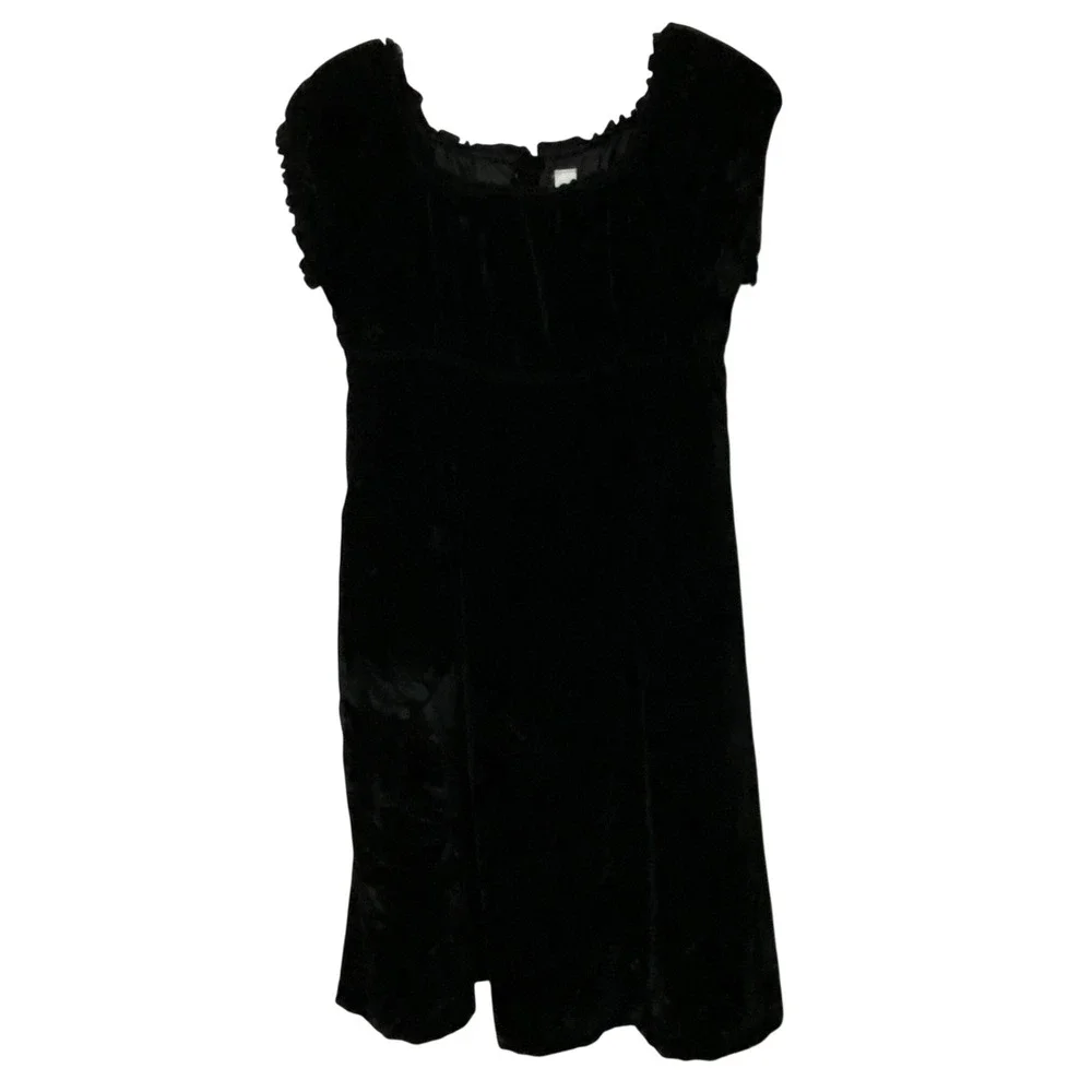 Girls‎ Black Velvet Twirl Dress M Empire Waist Holiday Christmas Event Party